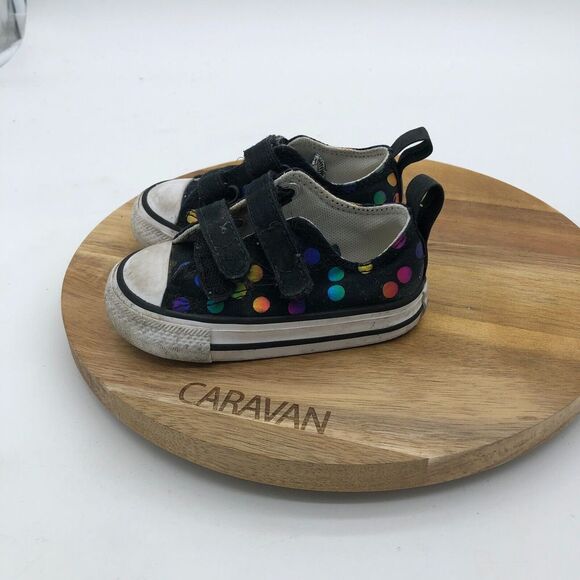 Converse Chuck Taylor All Star 2V Lo Sneakers Infant 4 Black Confetti Polka Dots - Picture 8 of 9